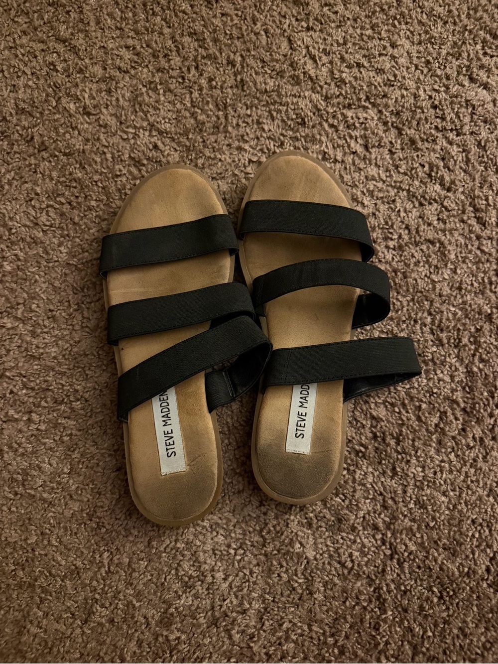 Steve Madden Black Triple-Strap Slide Sandals